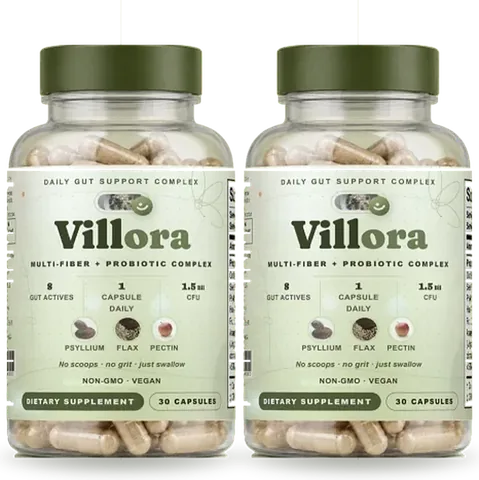 2 bottles of Villora vegan gut support capsules
